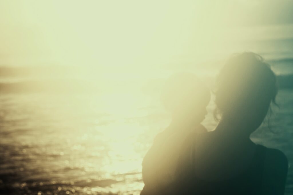 Mother and daughter at sea