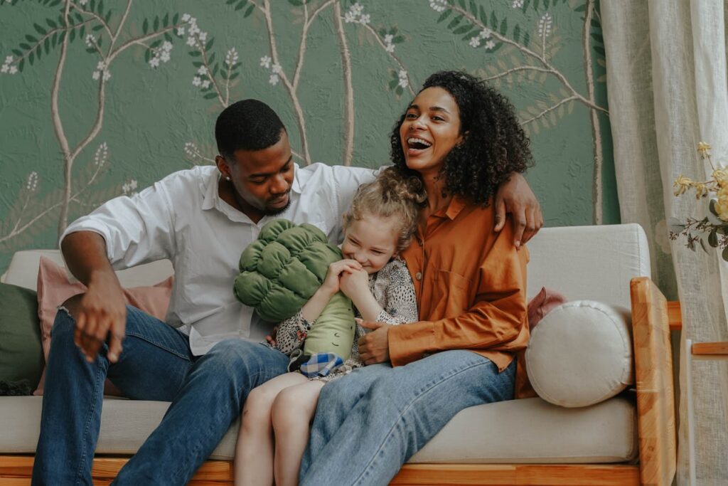 Happy multiracial family