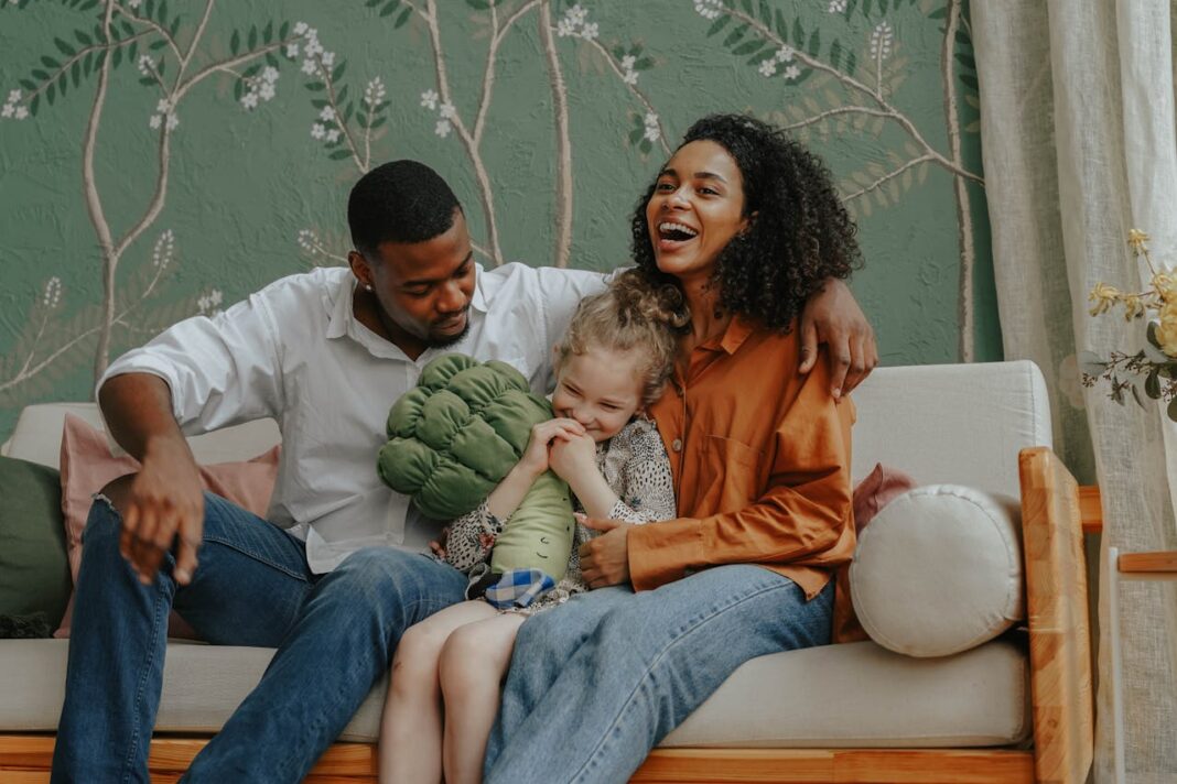 Happy multiracial family